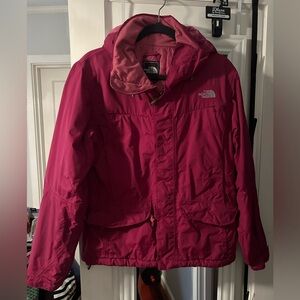 North Face Raspberry Pink Hooded Climate Hyvent Water Repellent Jacket Women M